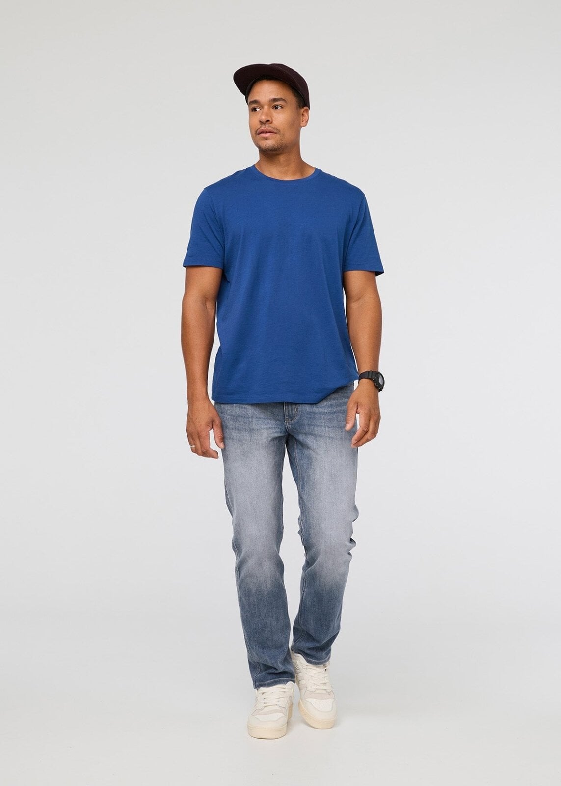 mens faded straight fit stretch jeans full body