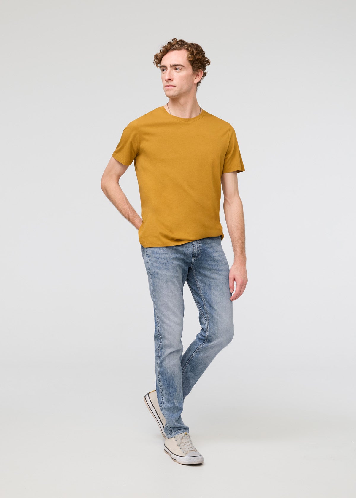 mens faded blue slim fit stretch jeans full body