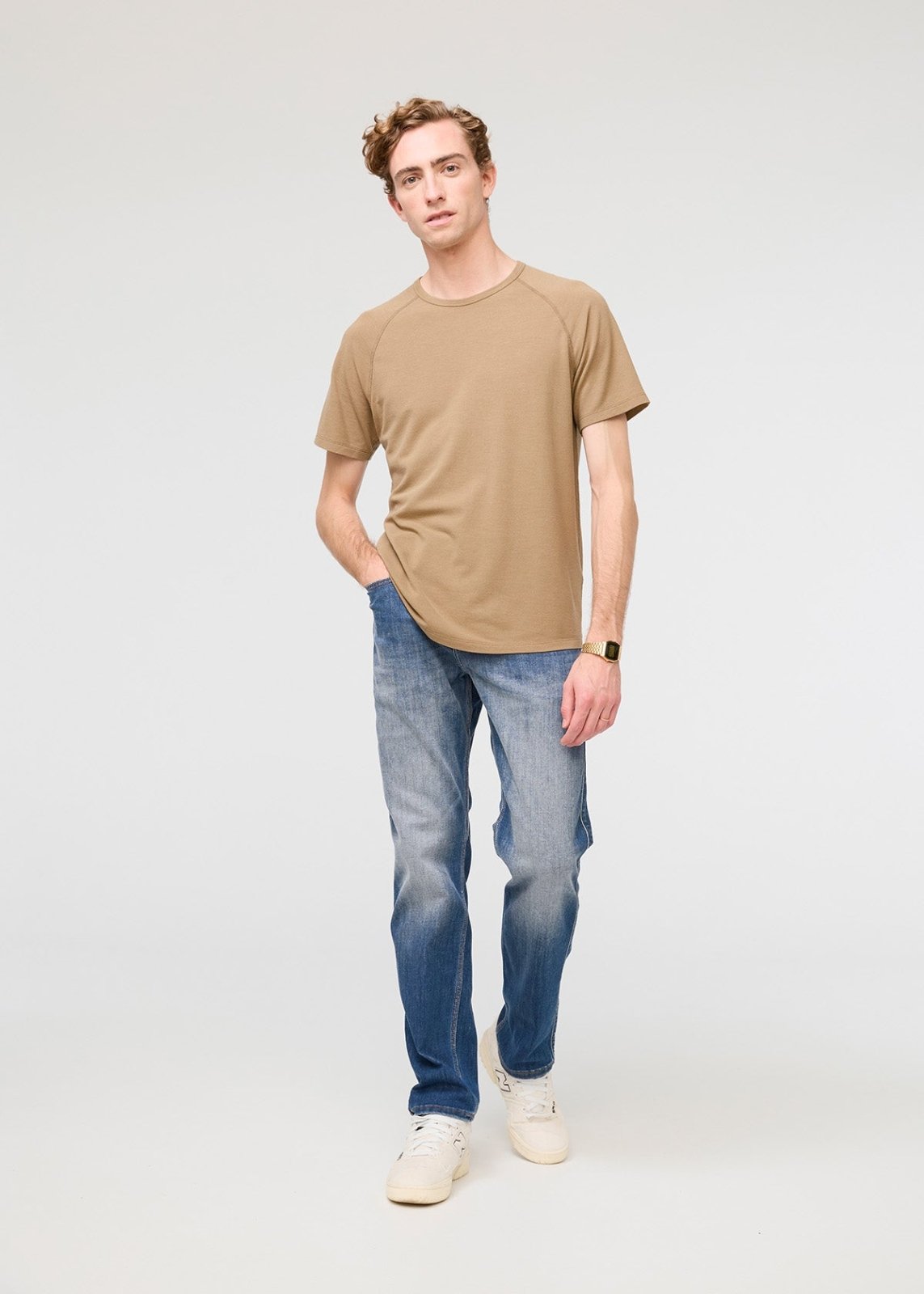mens breathable beige tee full body